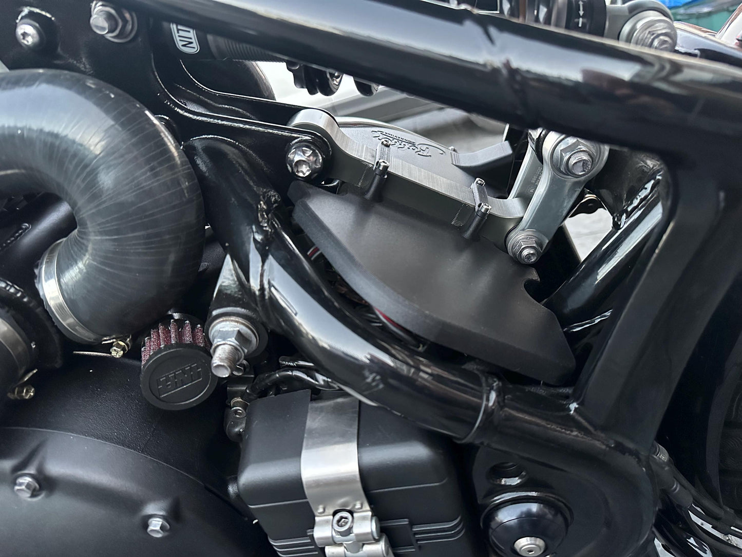 Triumph Bobber wire harness cover installed