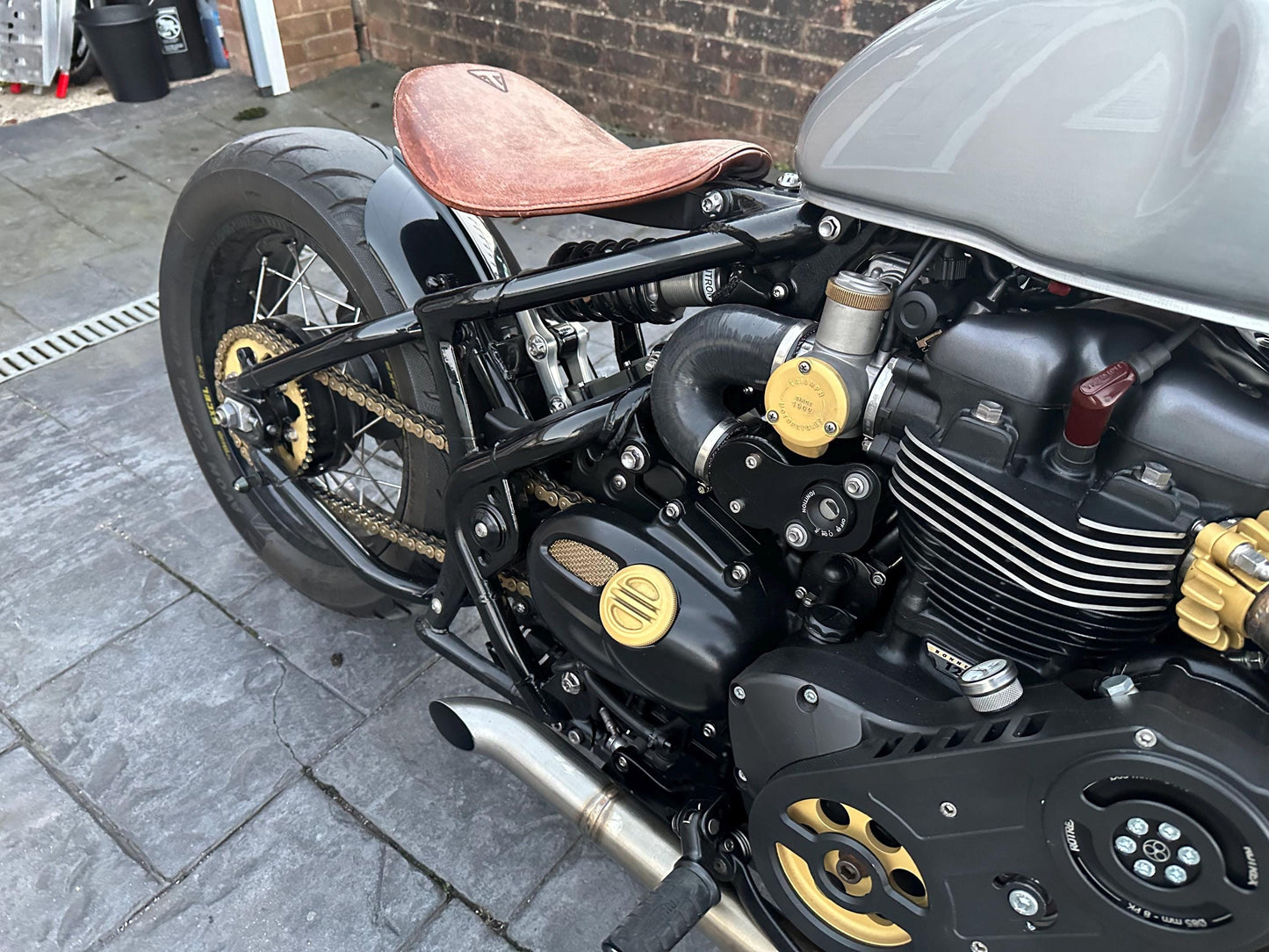 Triumph Bobber airbox delete kit installed on motorcycle