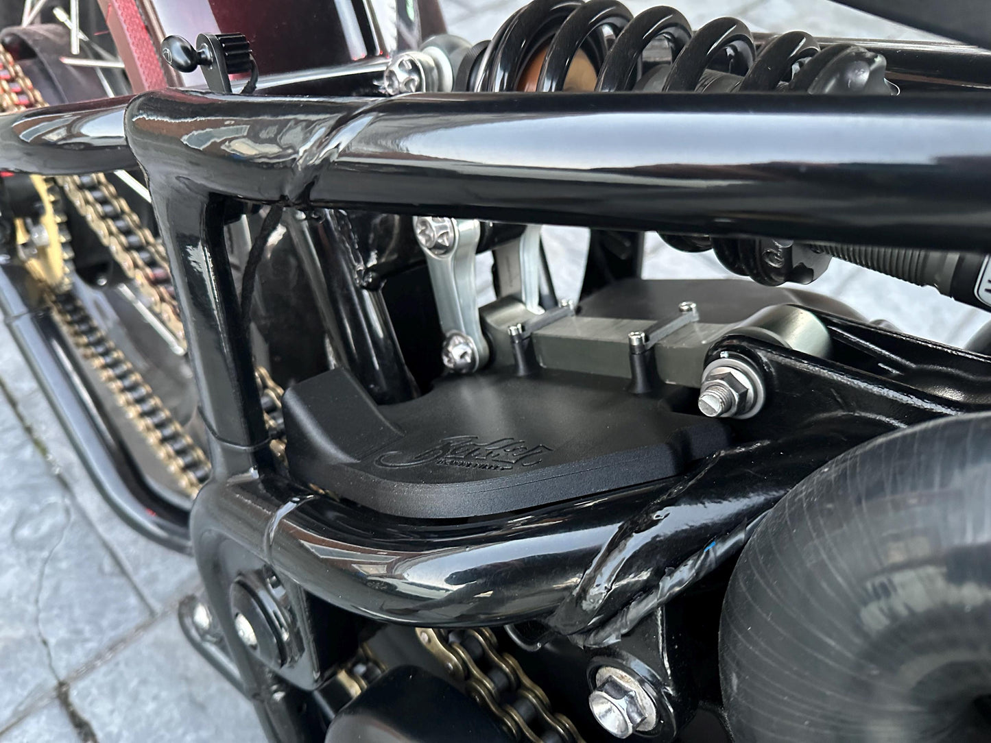 Triumph Speedmaster wire harness cover closeup