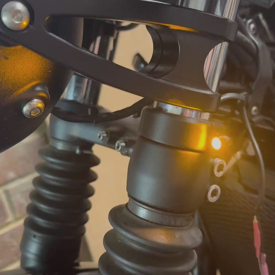 Installed Kellermann Atto indicator bracket on 41mm motorcycle fork